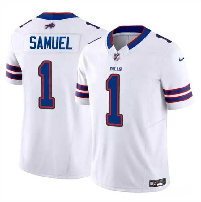 Men & Women & Youth Buffalo Bills #1 Curtis Samuel White 2023 F.U.S.E. Vapor Untouchable Limited Football Stitched Jersey